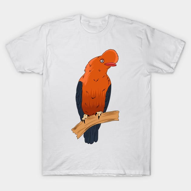 Andean Cock of The Rock bird cartoon illustration T-Shirt by Cartoons of fun